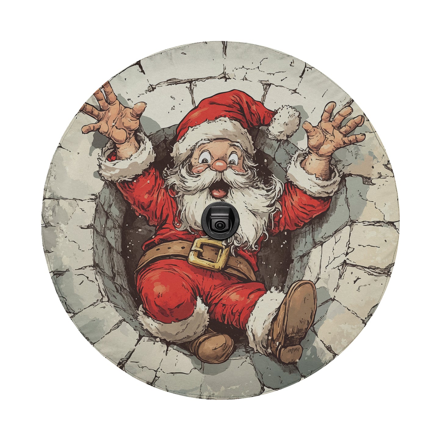 Santa's Great Chimney Escape Spare Tire Cover With Backup Camera Hole