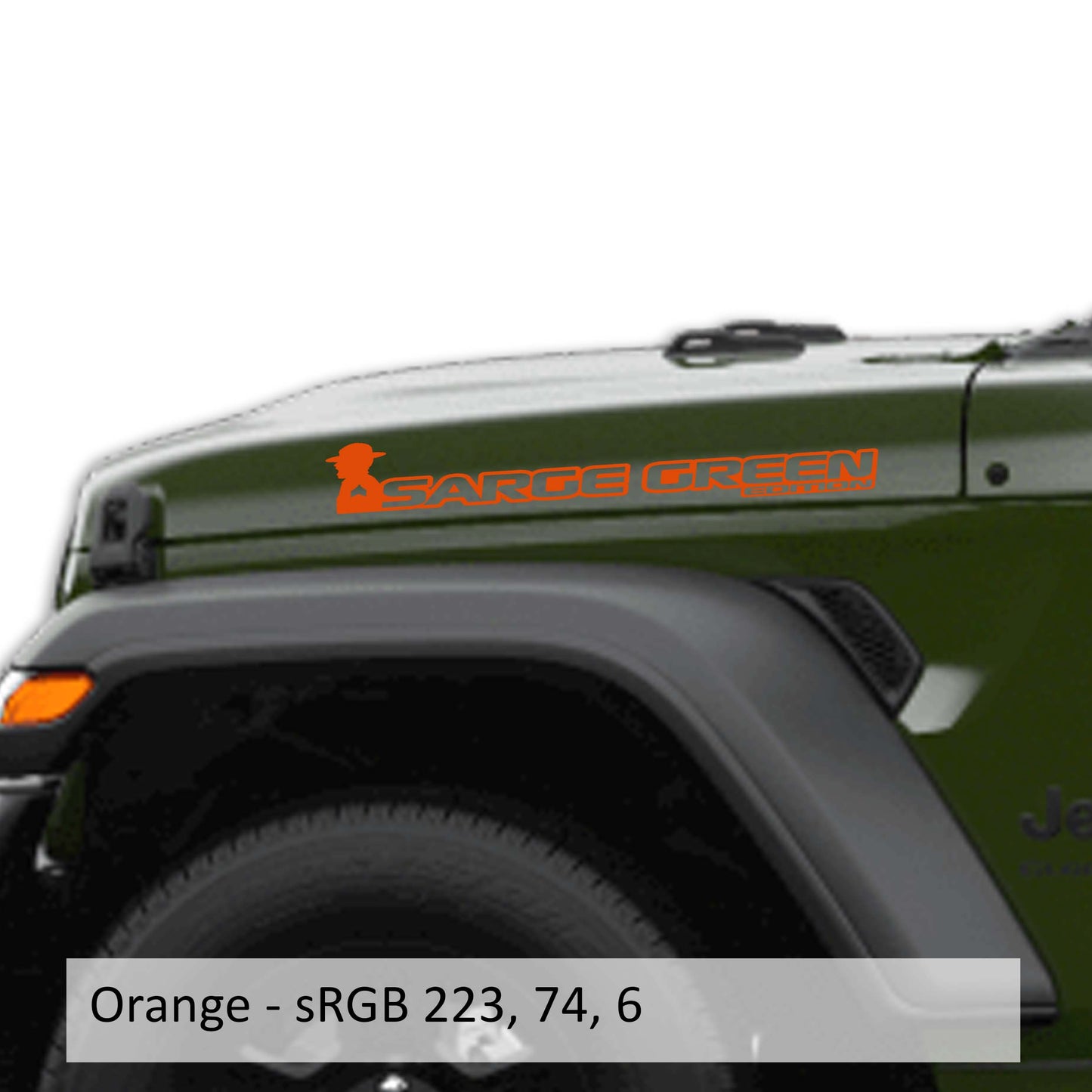 Sarge Green Edition Side Hood Vinyl Decal (Pair)