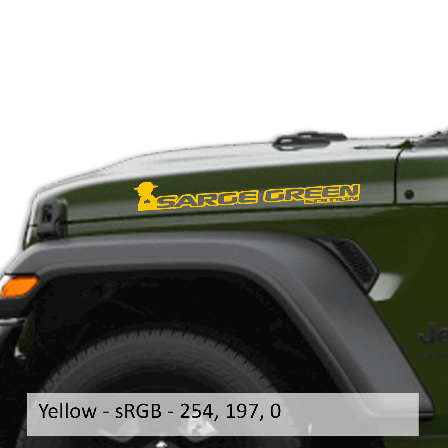 Sarge Green Edition Side Hood Vinyl Decal (Pair)
