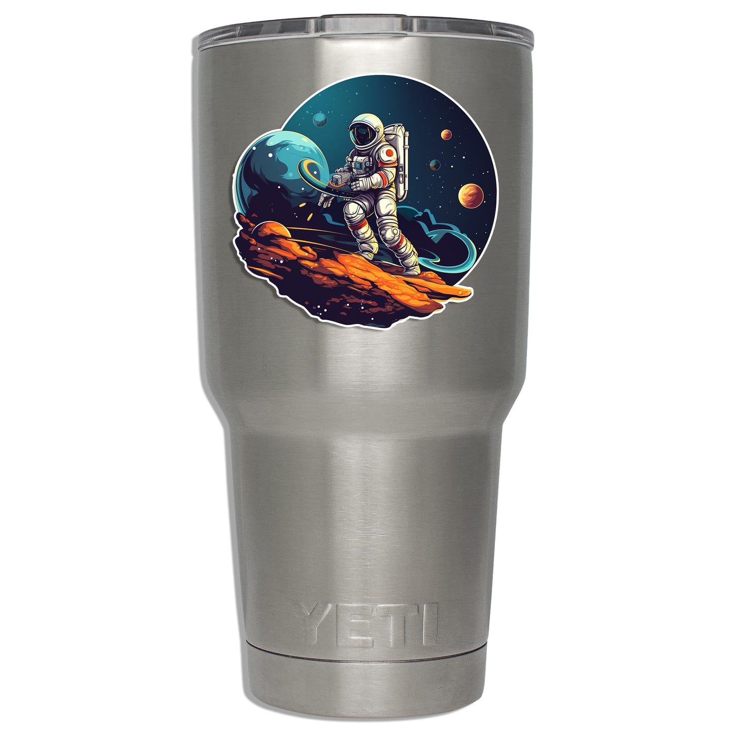 Sci-Fi Space Man Astronaut Riding Asteroid Vinyl Sticker