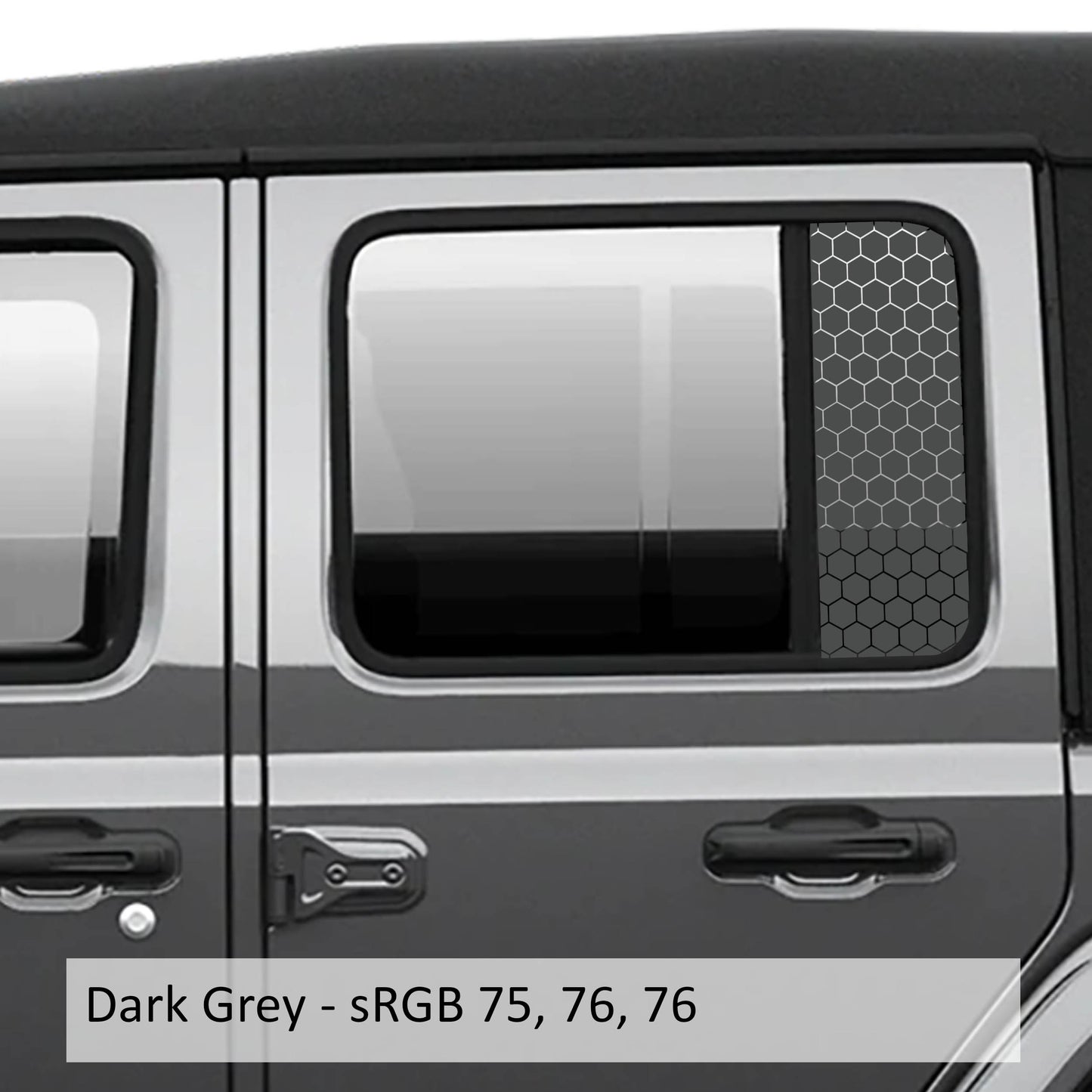 Honeycomb Hex Mesh Pattern Side Window Vinyl Decal Set - Fits Jeep Wrangler JL 2018+/Fits Jeep Gladiator JT 2020+