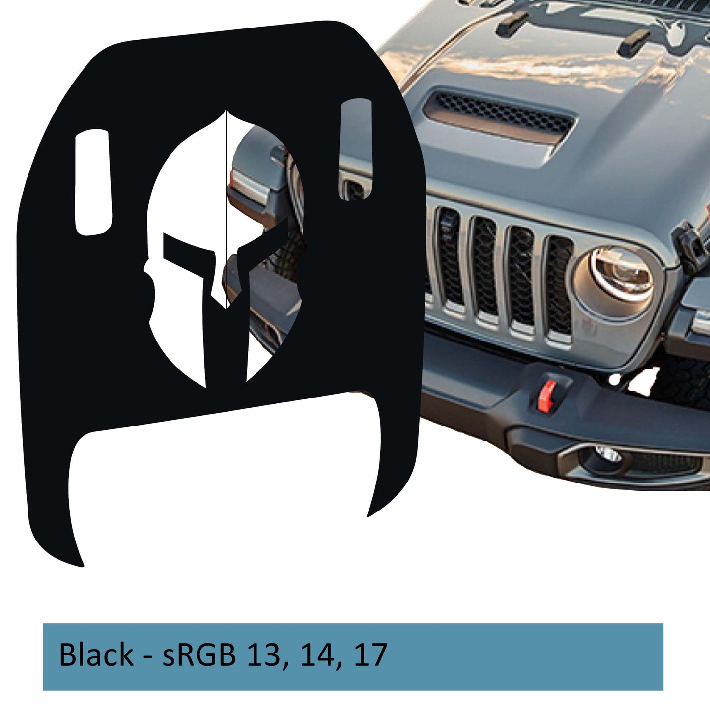 Spartan Helmet Clawed Foot Hood Decal - Fits 2018+ Wrangler JL Gladiator JT Mojave/392