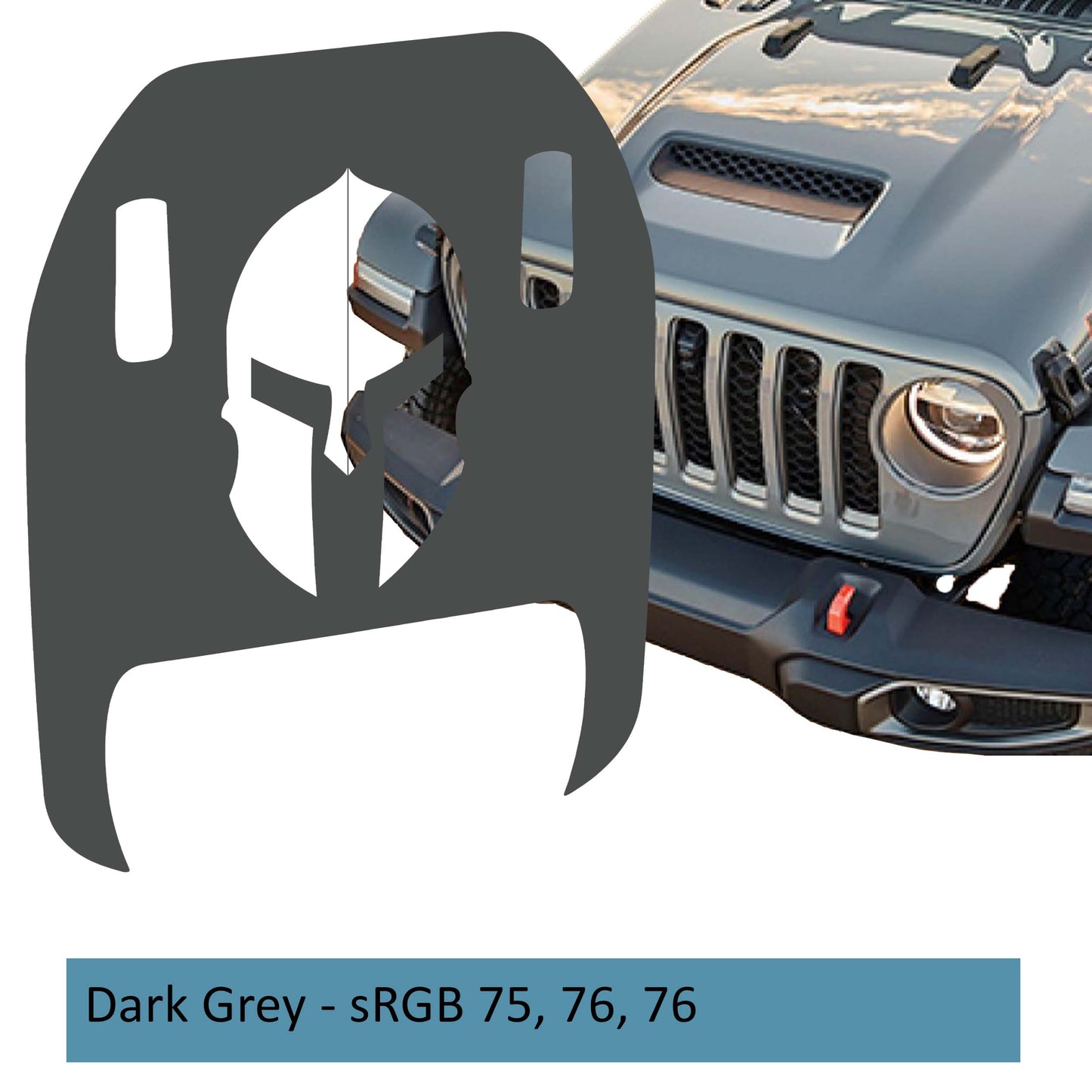 Spartan Helmet Clawed Foot Hood Decal - Fits 2018+ Wrangler JL Gladiator JT Mojave/392