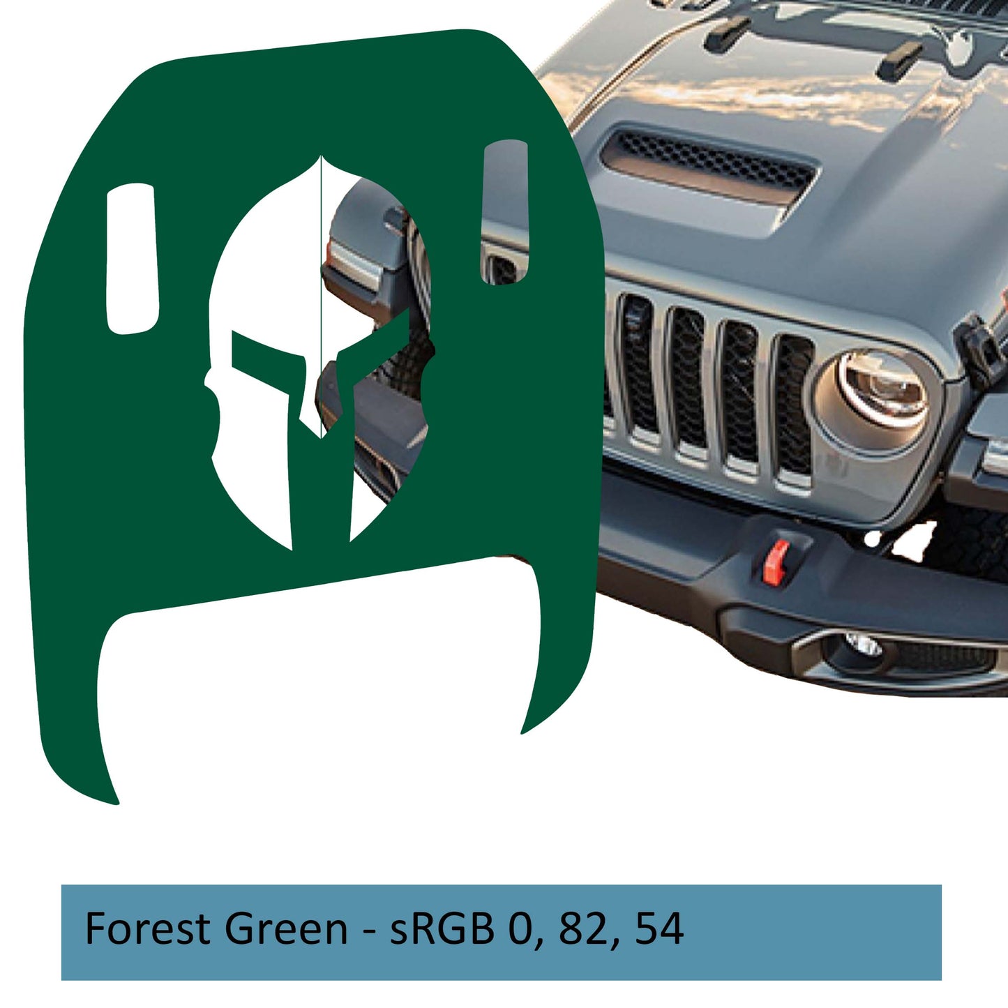 Spartan Helmet Clawed Foot Hood Decal - Fits 2018+ Wrangler JL Gladiator JT Mojave/392