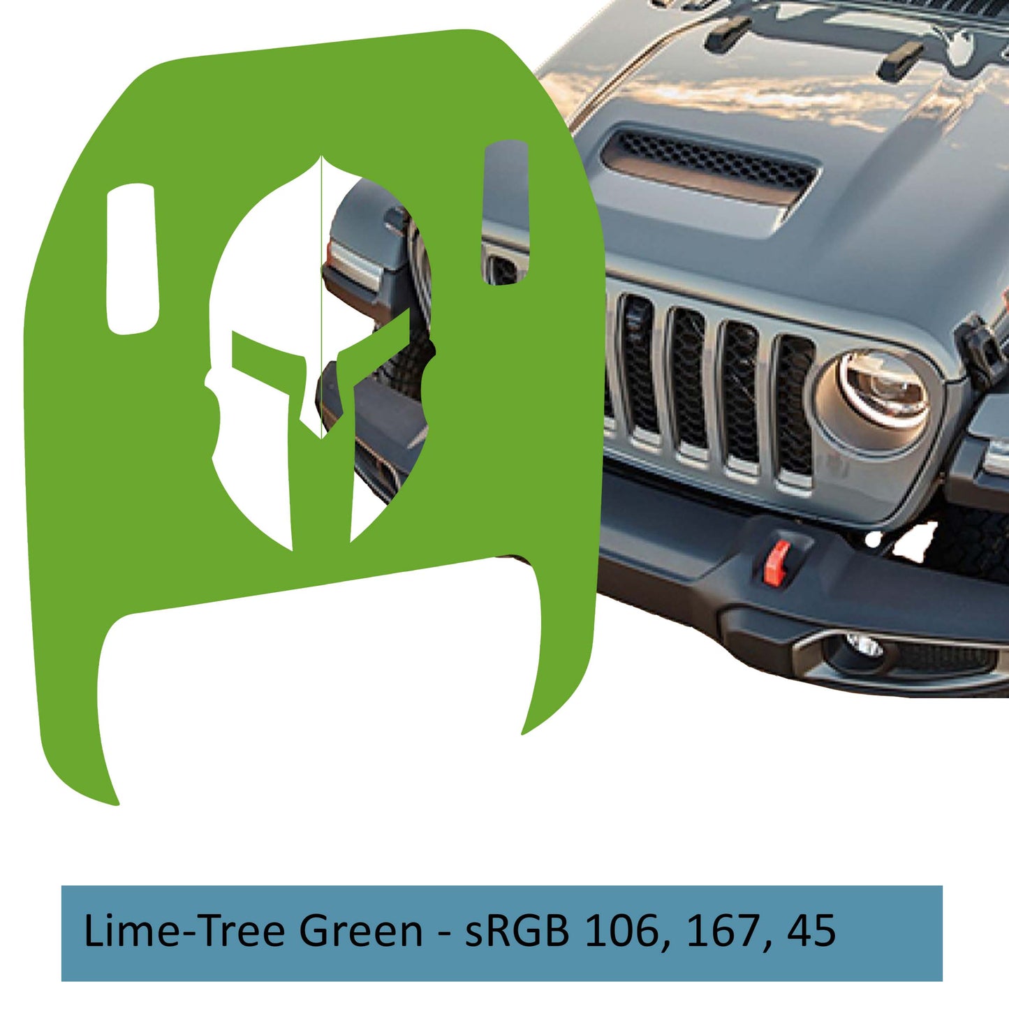 Spartan Helmet Clawed Foot Hood Decal - Fits 2018+ Wrangler JL Gladiator JT Mojave/392