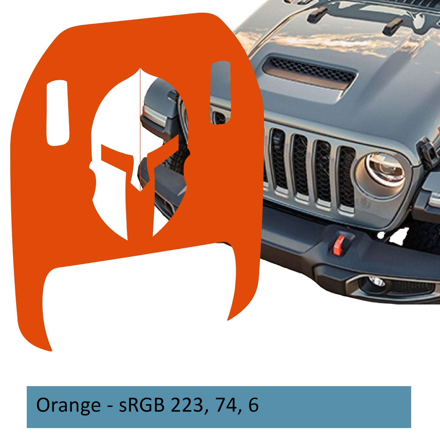 Spartan Helmet Clawed Foot Hood Decal - Fits 2018+ Wrangler JL Gladiator JT Mojave/392