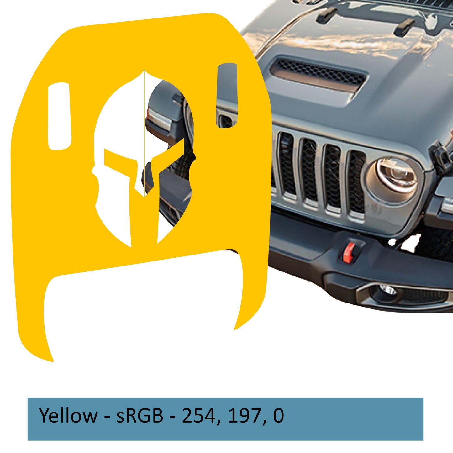 Spartan Helmet Clawed Foot Hood Decal - Fits 2018+ Wrangler JL Gladiator JT Mojave/392