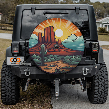 Sunset Over Sedona Spare Tire Cover With Backup Camera Hole