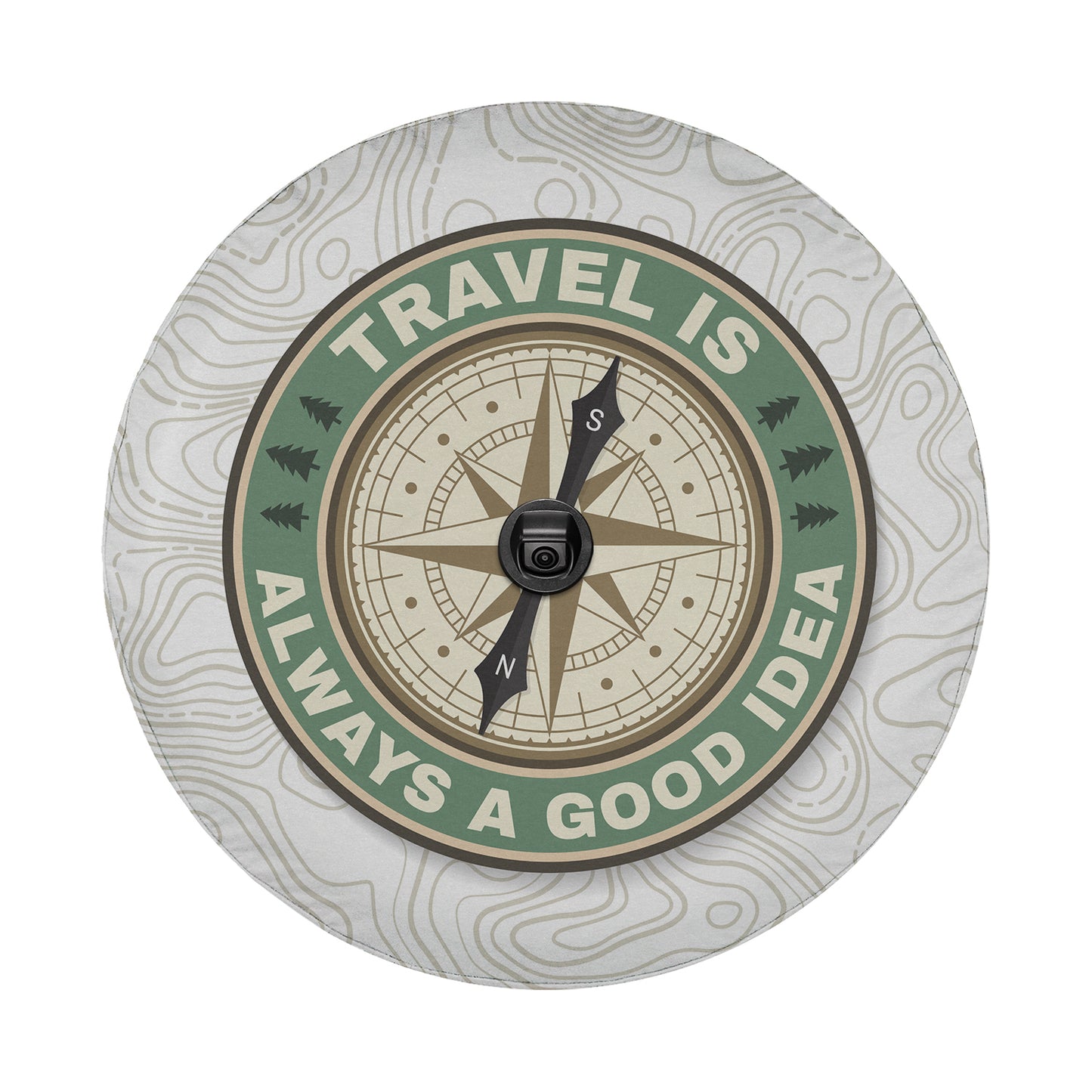 Travel is Always a Good Idea Spare Tire Cover With Backup Camera Hole