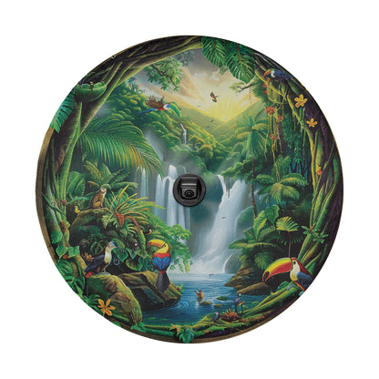 Tropical Paradise Escape Spare Tire Cover With Backup Camera Hole