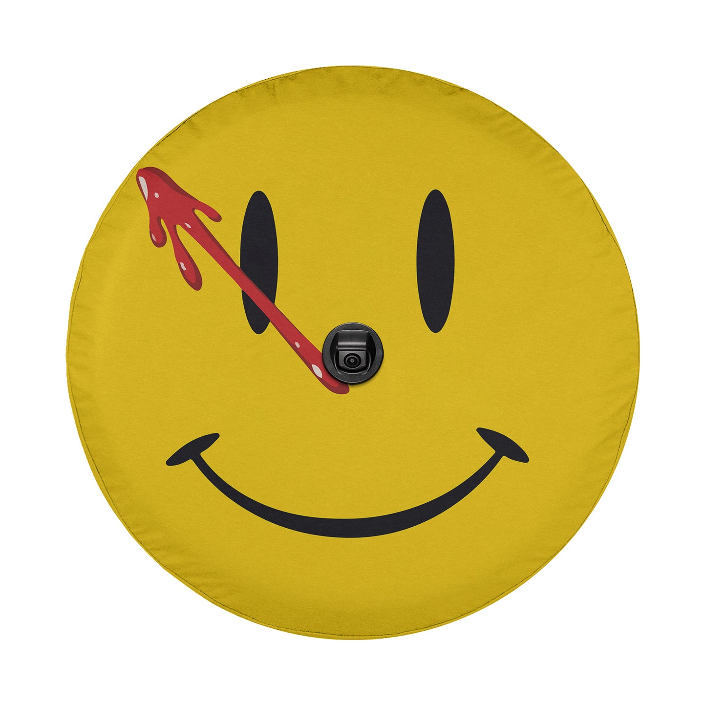 Comedian's Smiley Face Spare Tire Cover With Backup Camera Hole