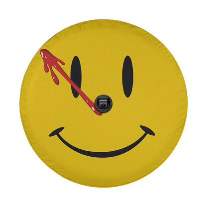 Comedian's Smiley Face Spare Tire Cover With Backup Camera Hole