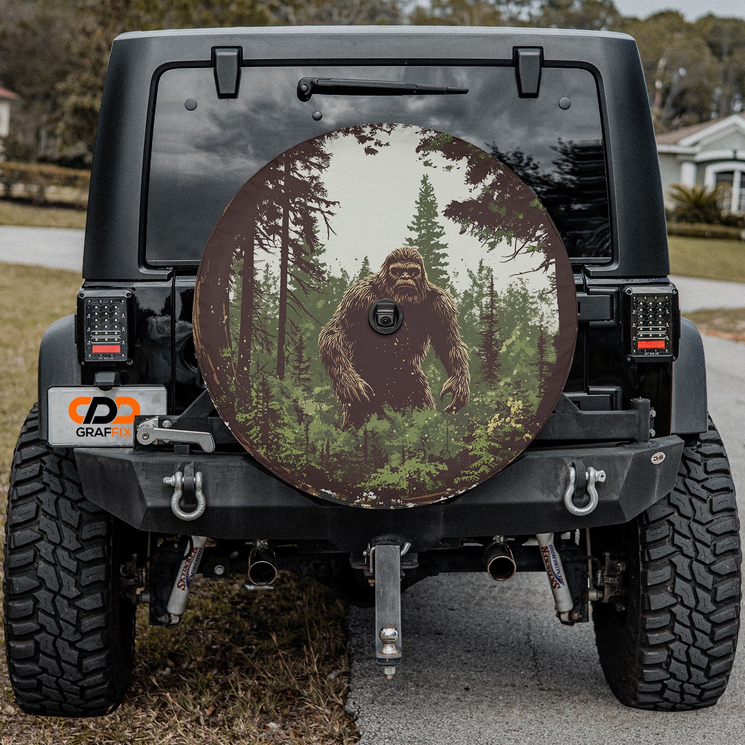 a bigfoot on the back of a jeep
