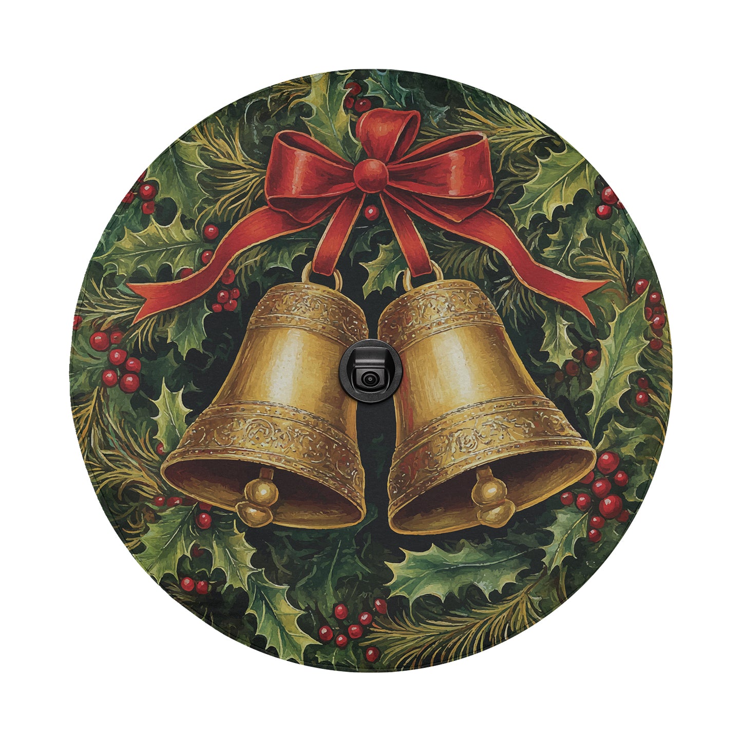 a painting of two bells on a wreath