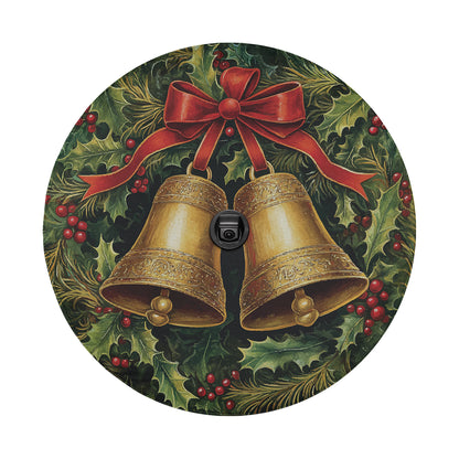 a painting of two bells on a wreath