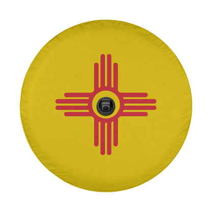 a yellow frisbee with a red and yellow design on it