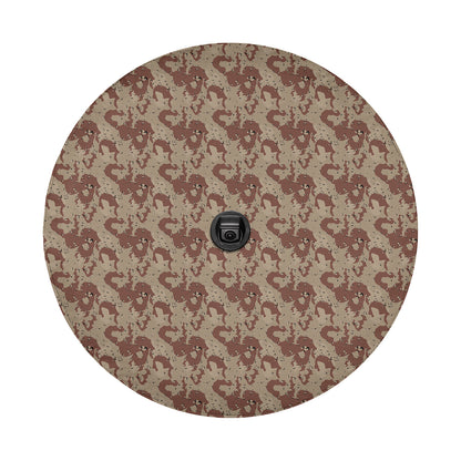 a round object with a pattern of elephants on it