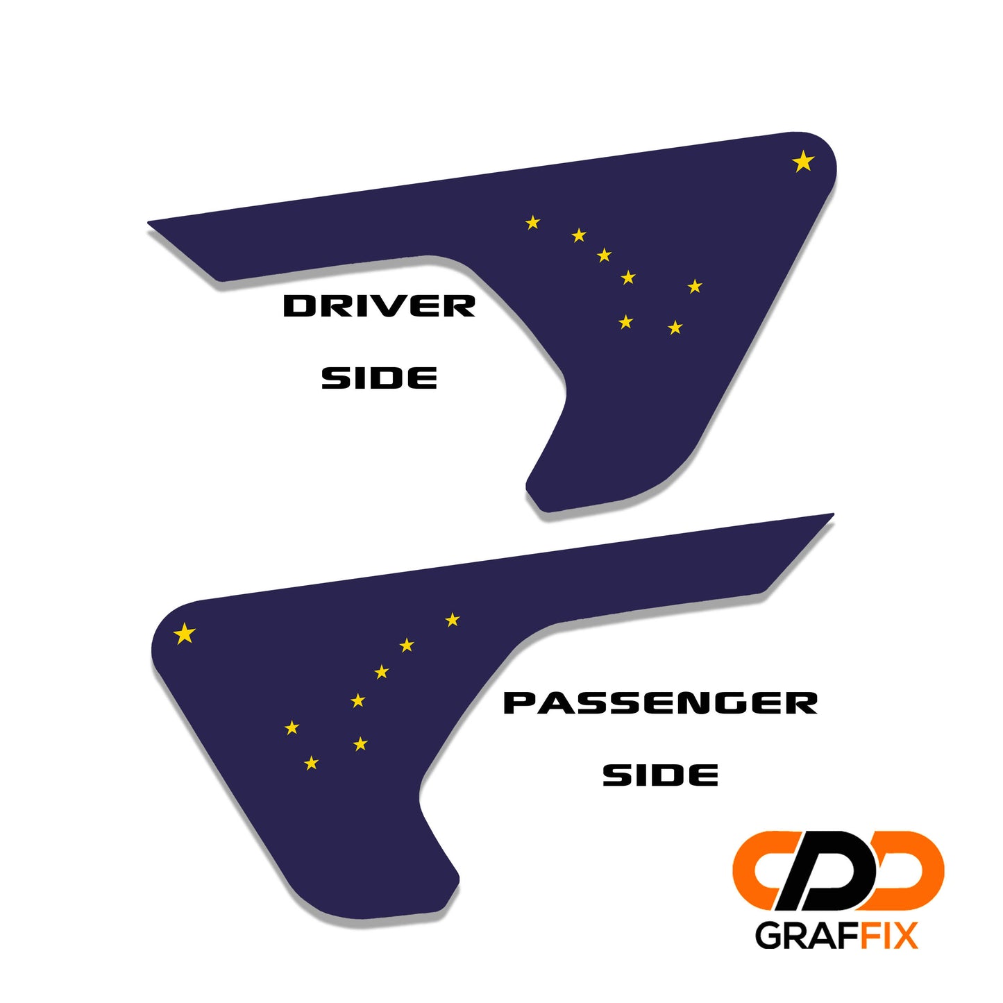 Alaska State Flag 2pc Vinyl Fender Decal - Fits Jeep Wrangler JL/Jeep Gladiator JT 2018+