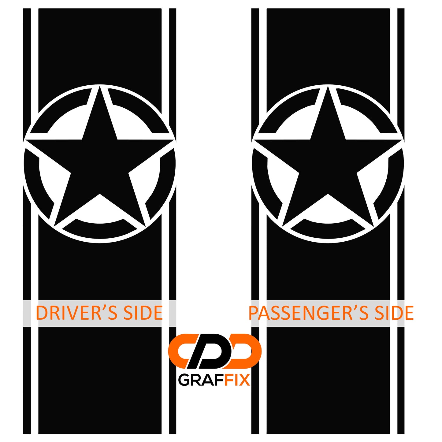 Alpha Romeo Star Bedside Stripe Graphic Decal Set - Fits Jeep Wrangler JL/Jeep Gladiator JT 2018+