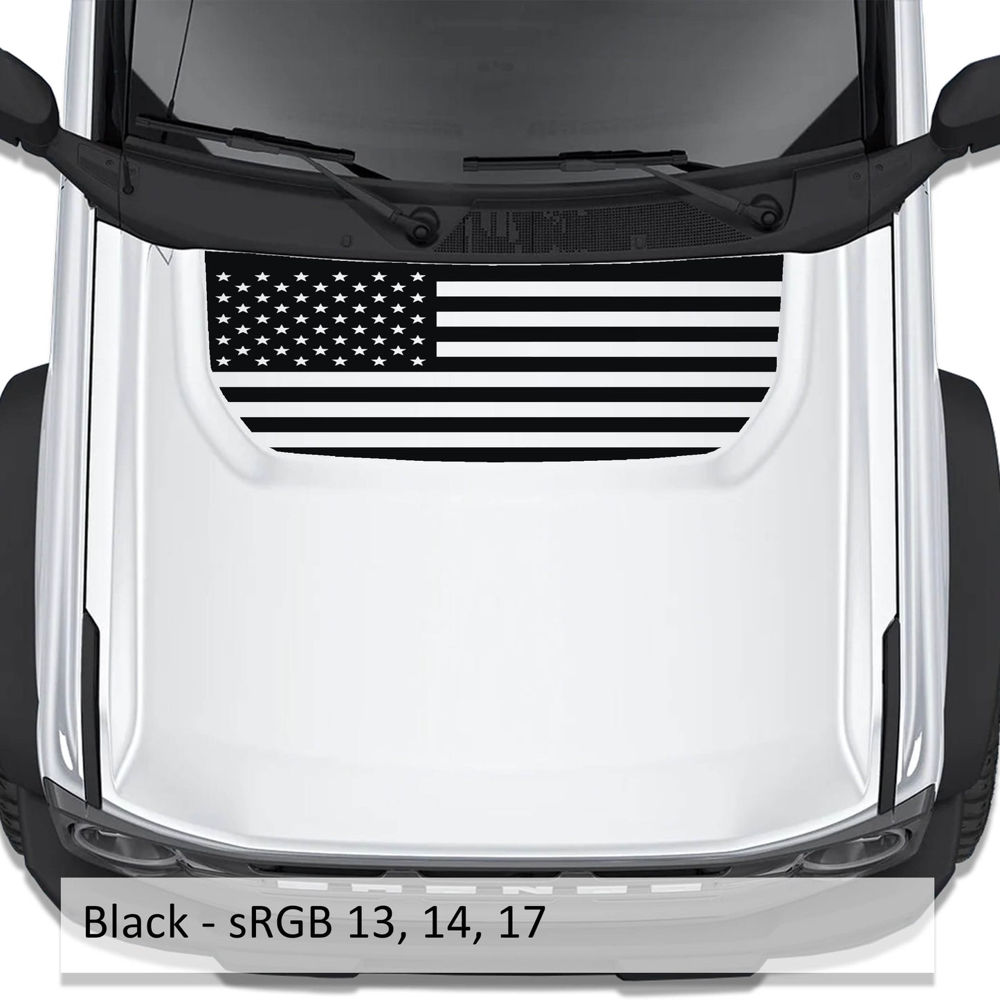 American Flag Blackout Hood Vinyl Decal Fits Ford Bronco 2021+