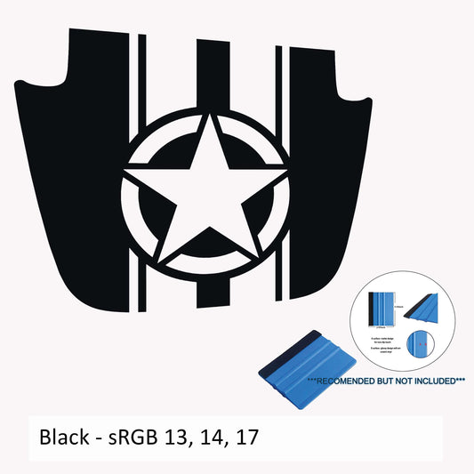 Alpha Romeo Military Star & Stripes Blackout Hood Decal for JL/JT Sport/Sahara 2018-Present Models
