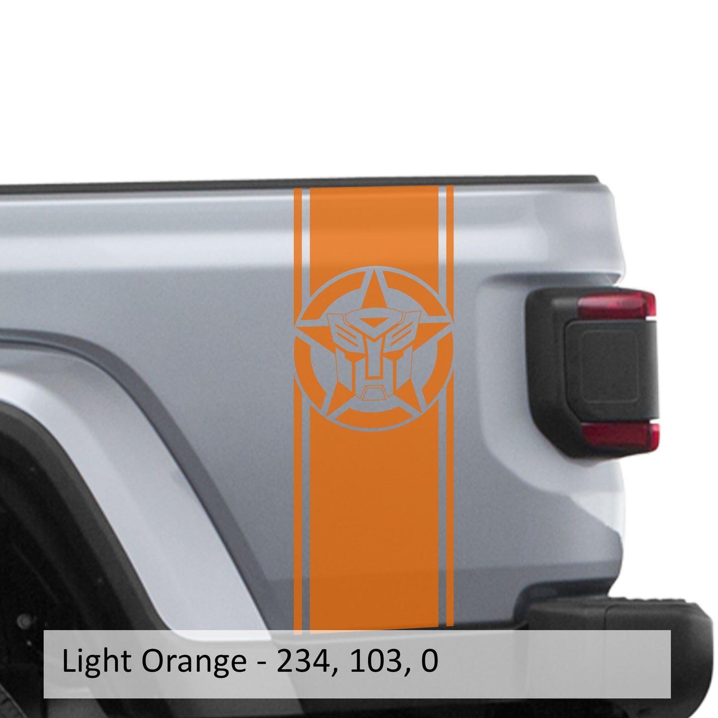 Autobot Alpha Romeo Star Bedside Stripe Graphic Decal Set - Fits Jeep Wrangler JL/Jeep Gladiator JT 2018+