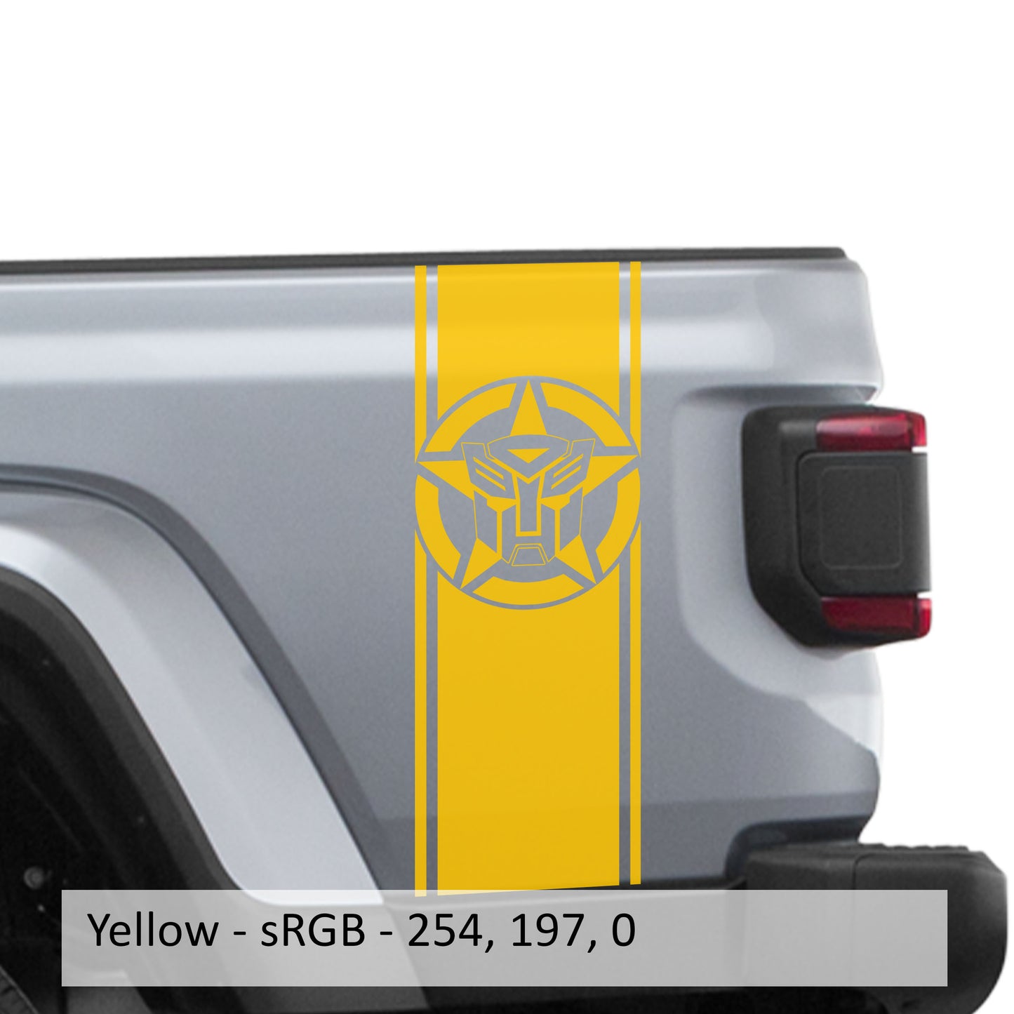 Autobot Alpha Romeo Star Bedside Stripe Graphic Decal Set - Fits Jeep Wrangler JL/Jeep Gladiator JT 2018+