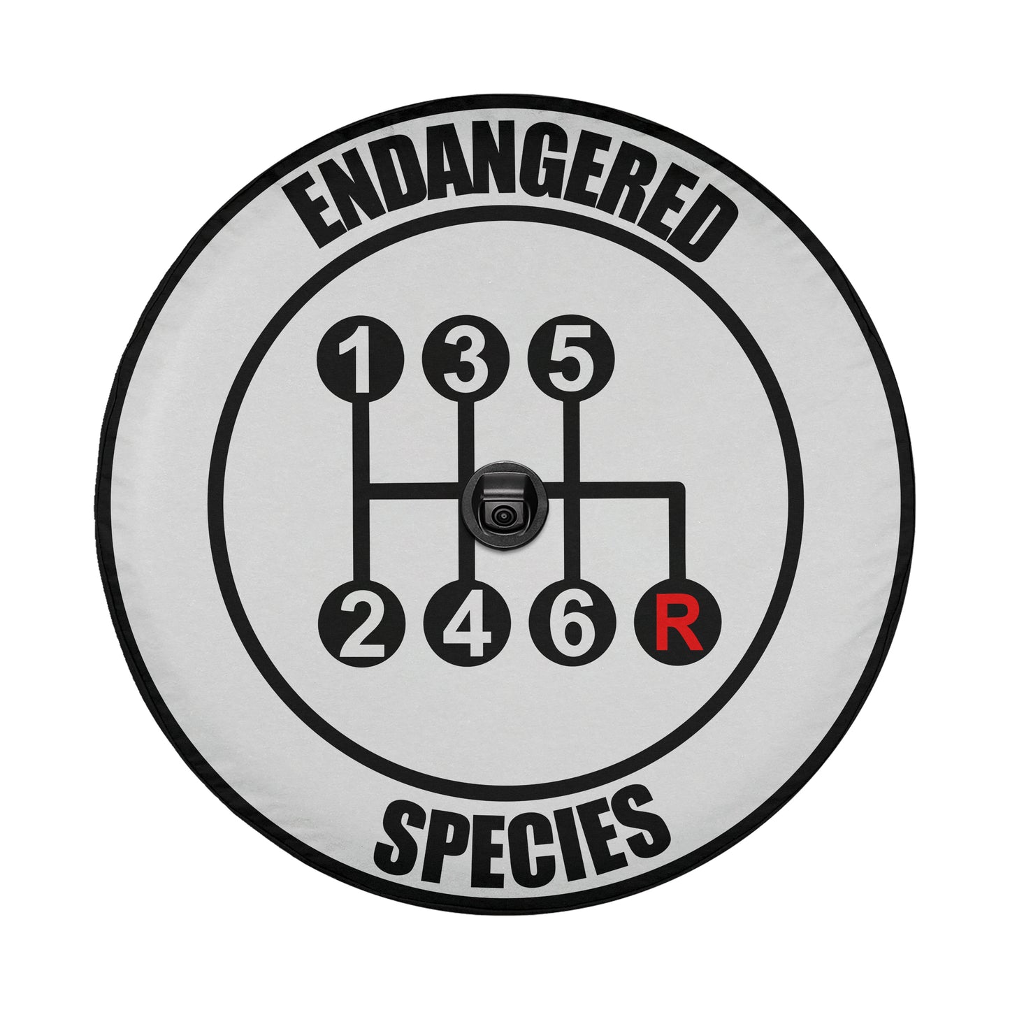 a gear shift with the word "Endangered Species" written around it, indicating that the gear shift is endangered.