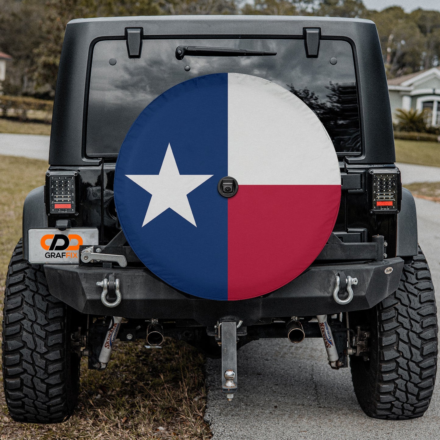 a jeep with a texas flag painted on it