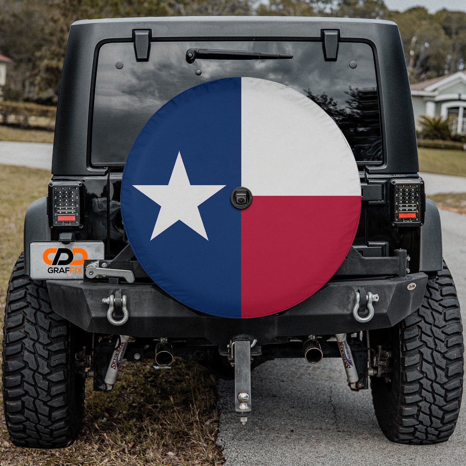 a jeep with a texas flag painted on it