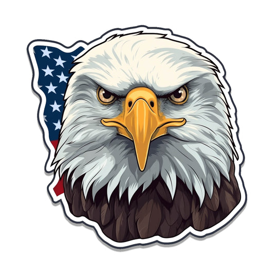 Bald Eagle Head with American Flag Vinyl Sticker