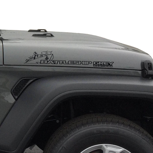 Battleship Grey Side Hood Vinyl Decal (Pair)