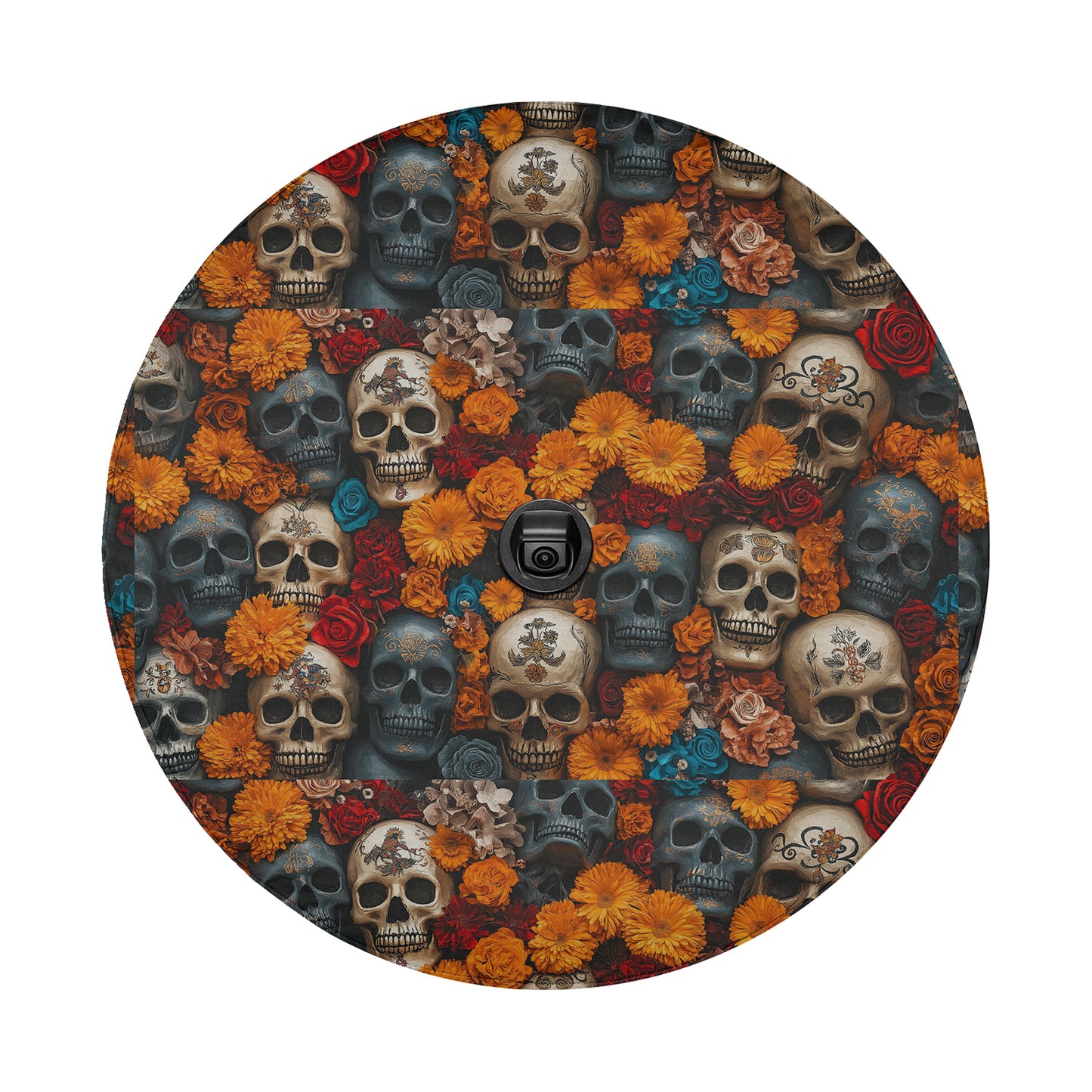 a bunch of skulls and flowers on a white background