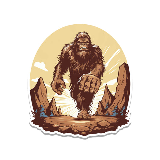 Bigfoot Approaching Over Horizon Vinyl Sticker