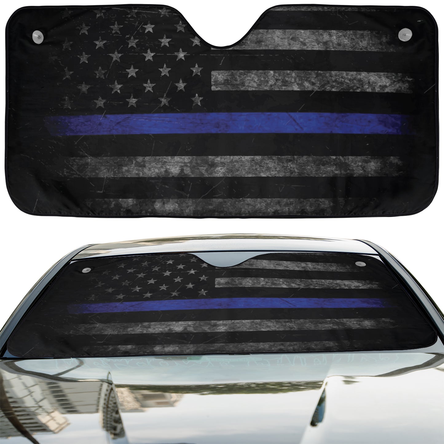 a car with a thin blue line on it