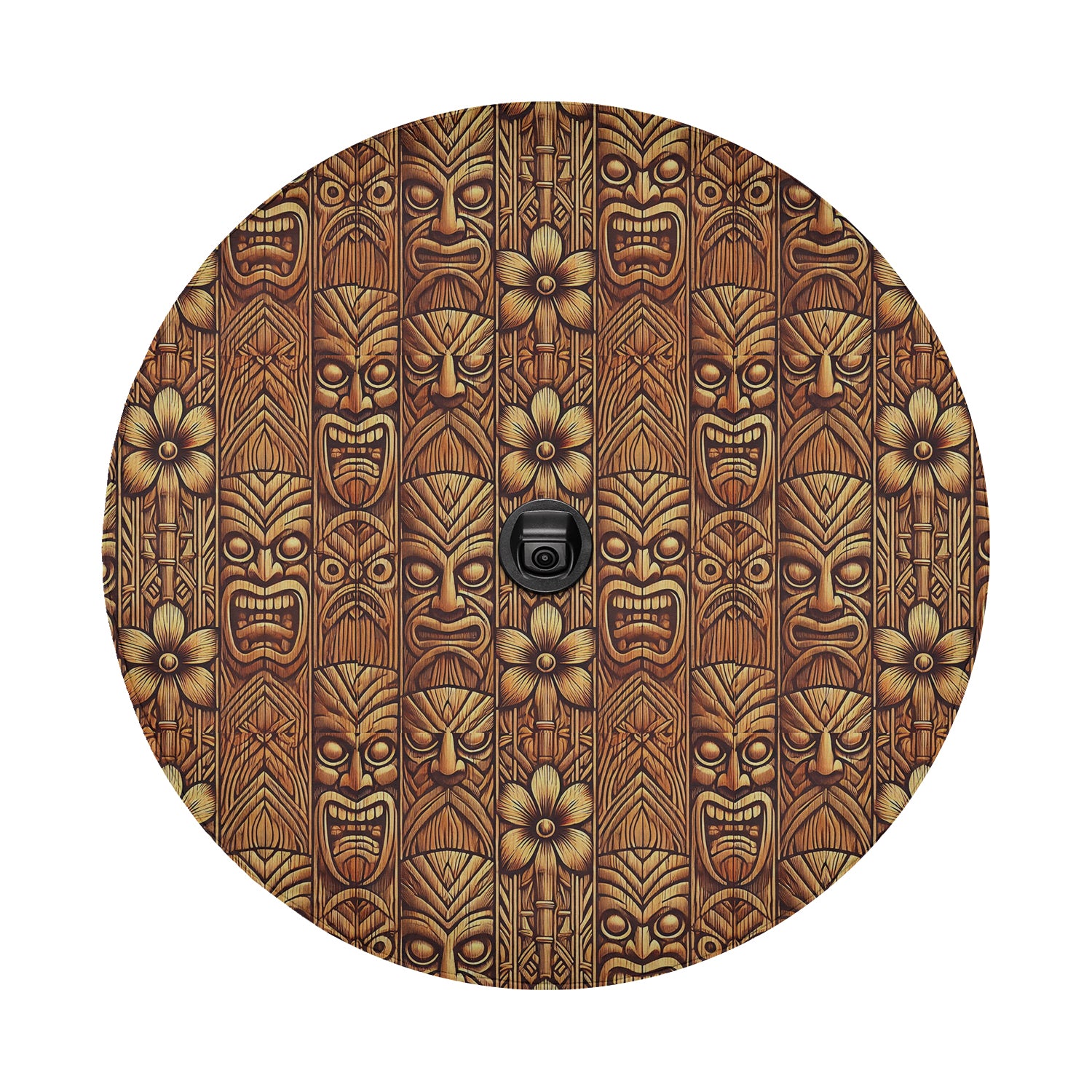 a wooden plate with a design on it