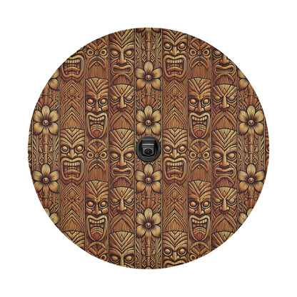 a wooden plate with a design on it