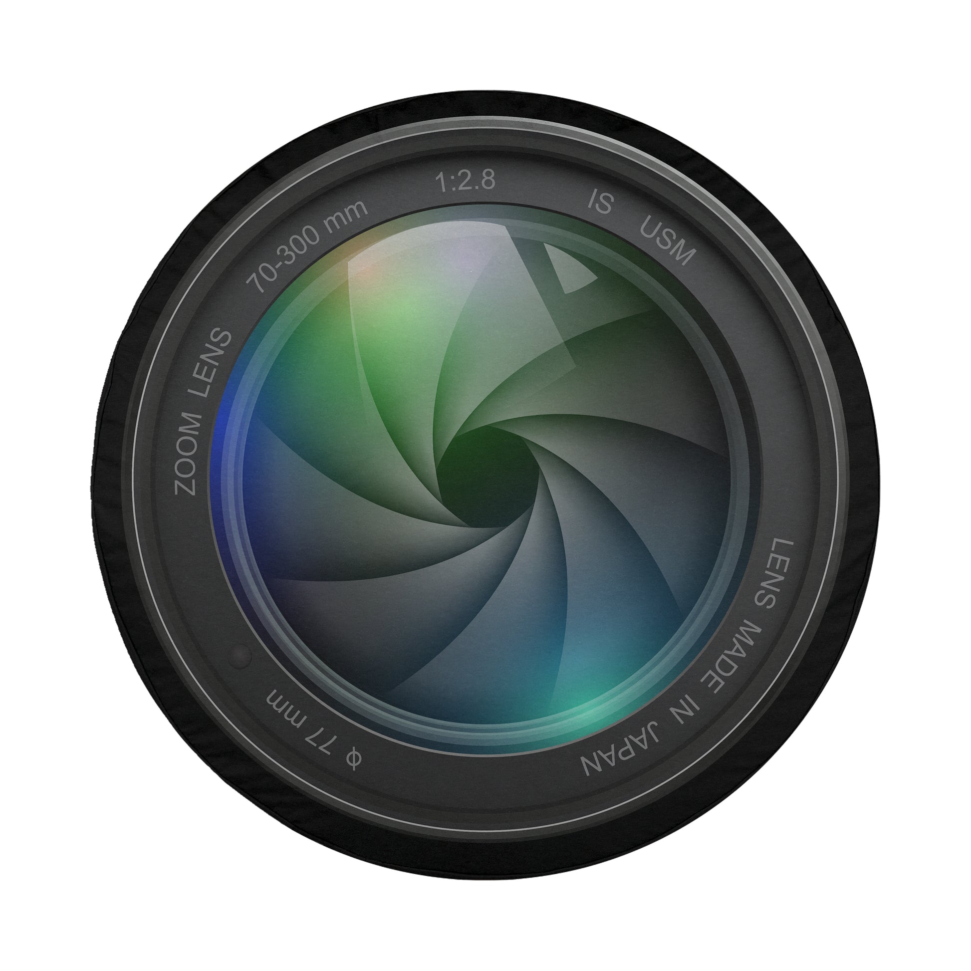 a close up of a camera lens on a white background