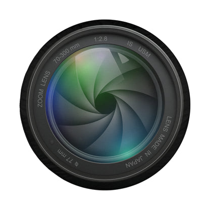 a close up of a camera lens on a white background