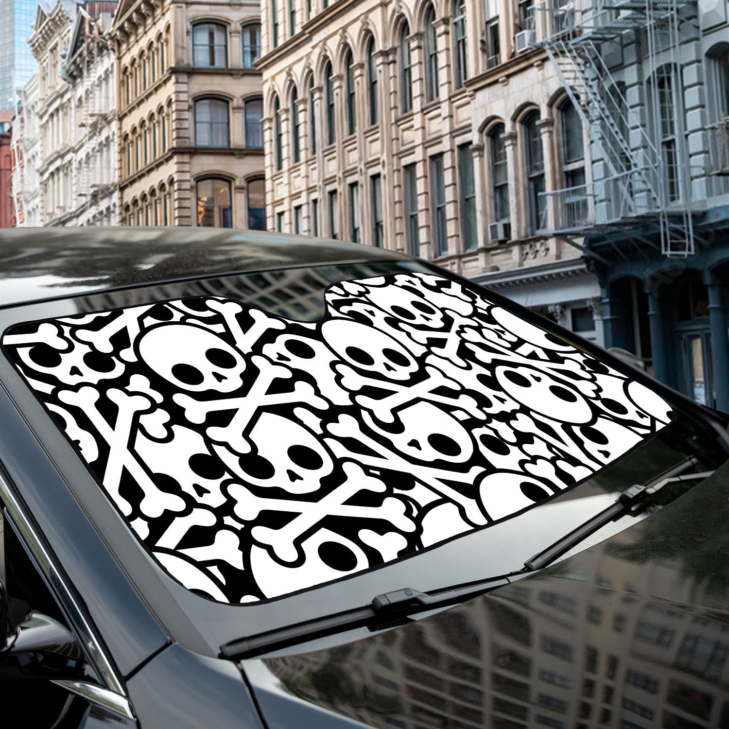 a car with a sticker of a pattern on it