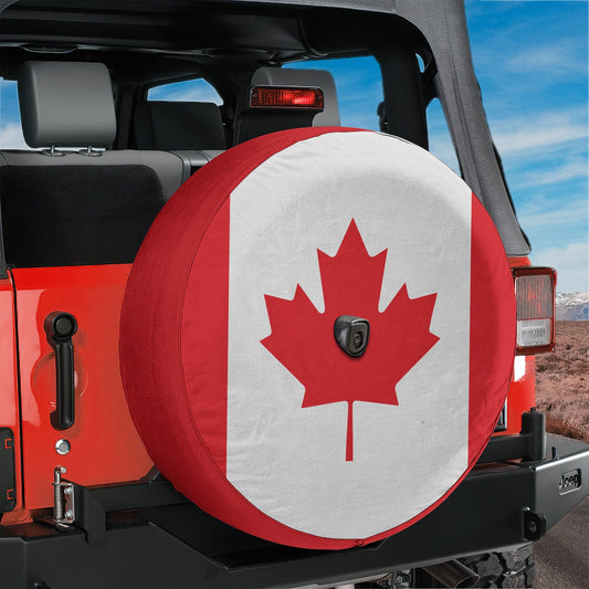 a canada flag tire cover on a jeep