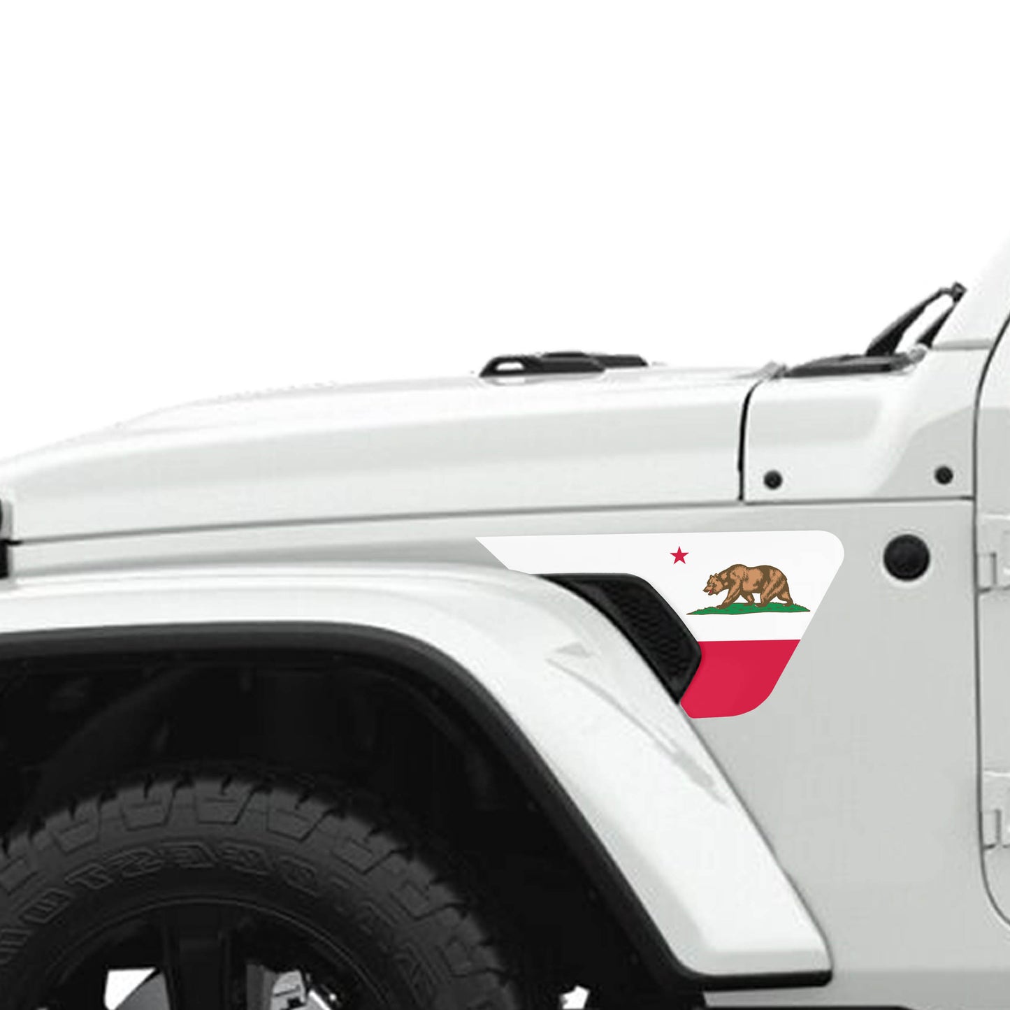 California State Flag 2pc Vinyl Fender Decal - Fits Jeep Wrangler JL/Jeep Gladiator JT 2018+
