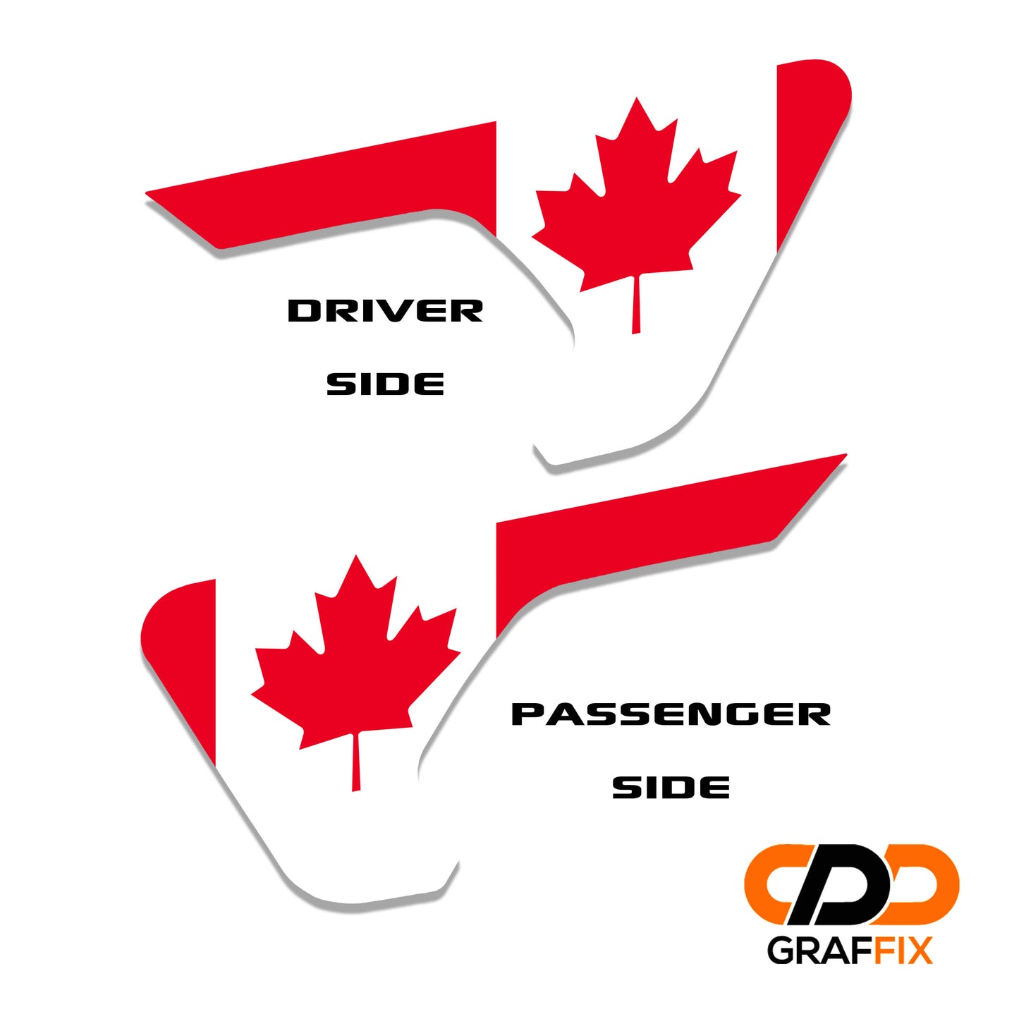Canada State Flag 2pc Vinyl Fender Decal - Fits Jeep Wrangler JL/Jeep Gladiator JT 2018+