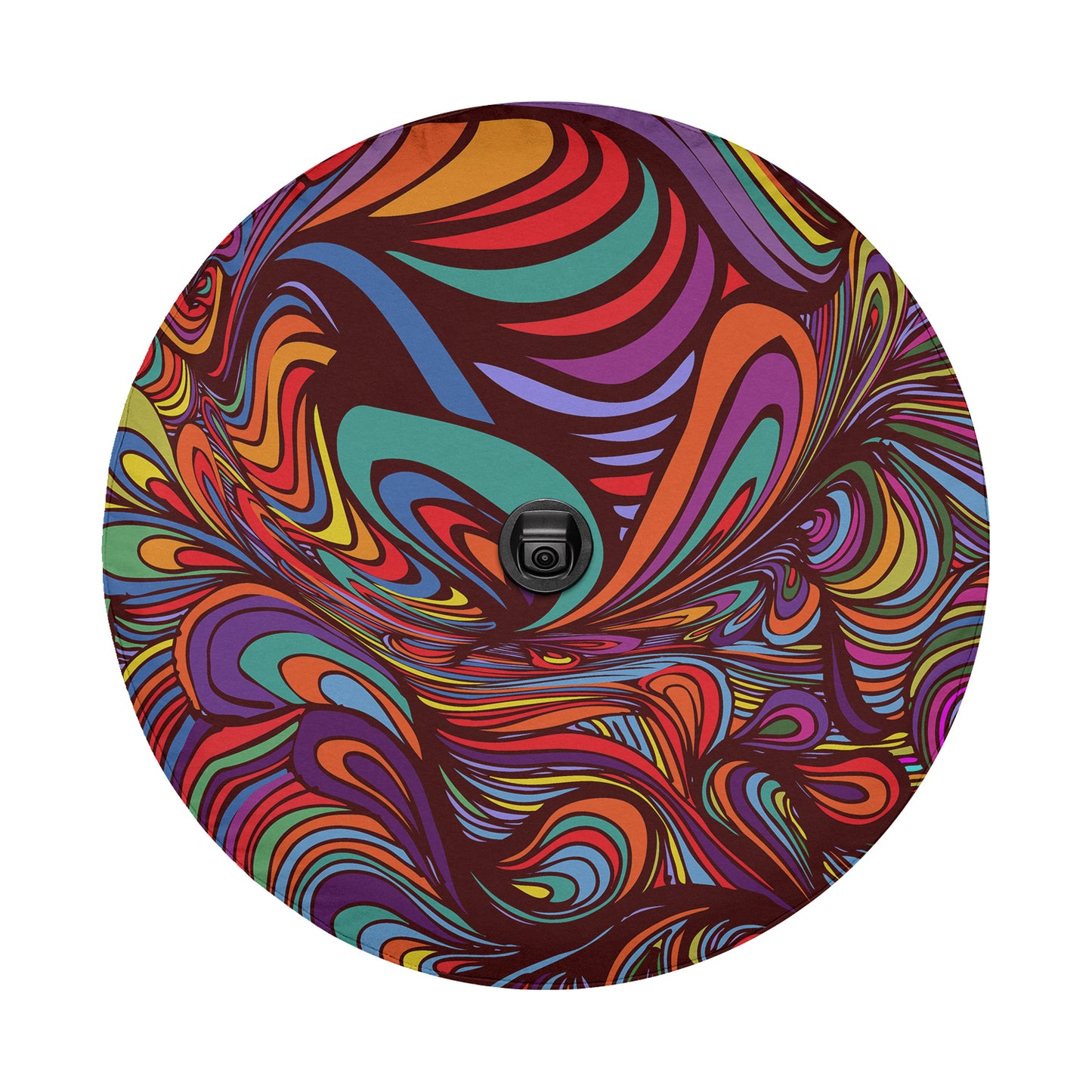a circular picture with a colorful swirl design on it