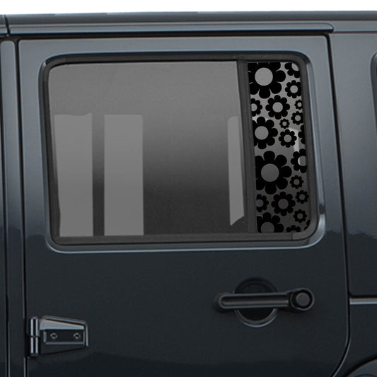 Daisy Pattern Side Window Vinyl Decal Set - Fits Jeep Wrangler JKU 2007 - 2018