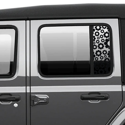 Daisy Pattern Side Window Vinyl Decal Set - Fits Jeep Wrangler JL 2018+/Fits Jeep Gladiator JT 2020+