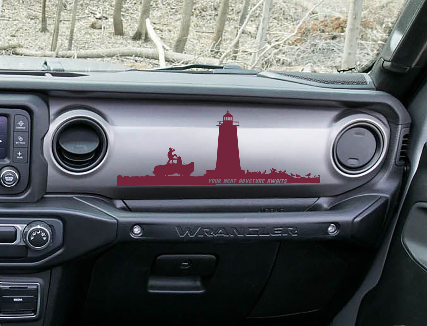 Lighthouse Your Next Adventure Awaits Scene Dashboard Vinyl Decal - Fits 2018+ Jeep Wrangler JL/Jeep Gladiator JT