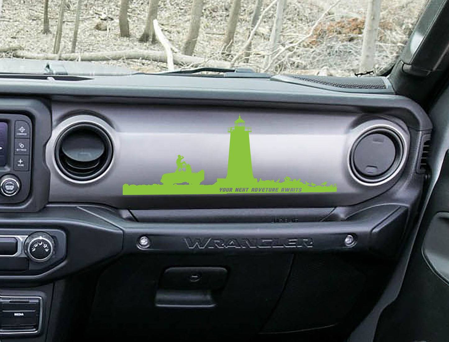 Lighthouse Your Next Adventure Awaits Scene Dashboard Vinyl Decal - Fits 2018+ Jeep Wrangler JL/Jeep Gladiator JT