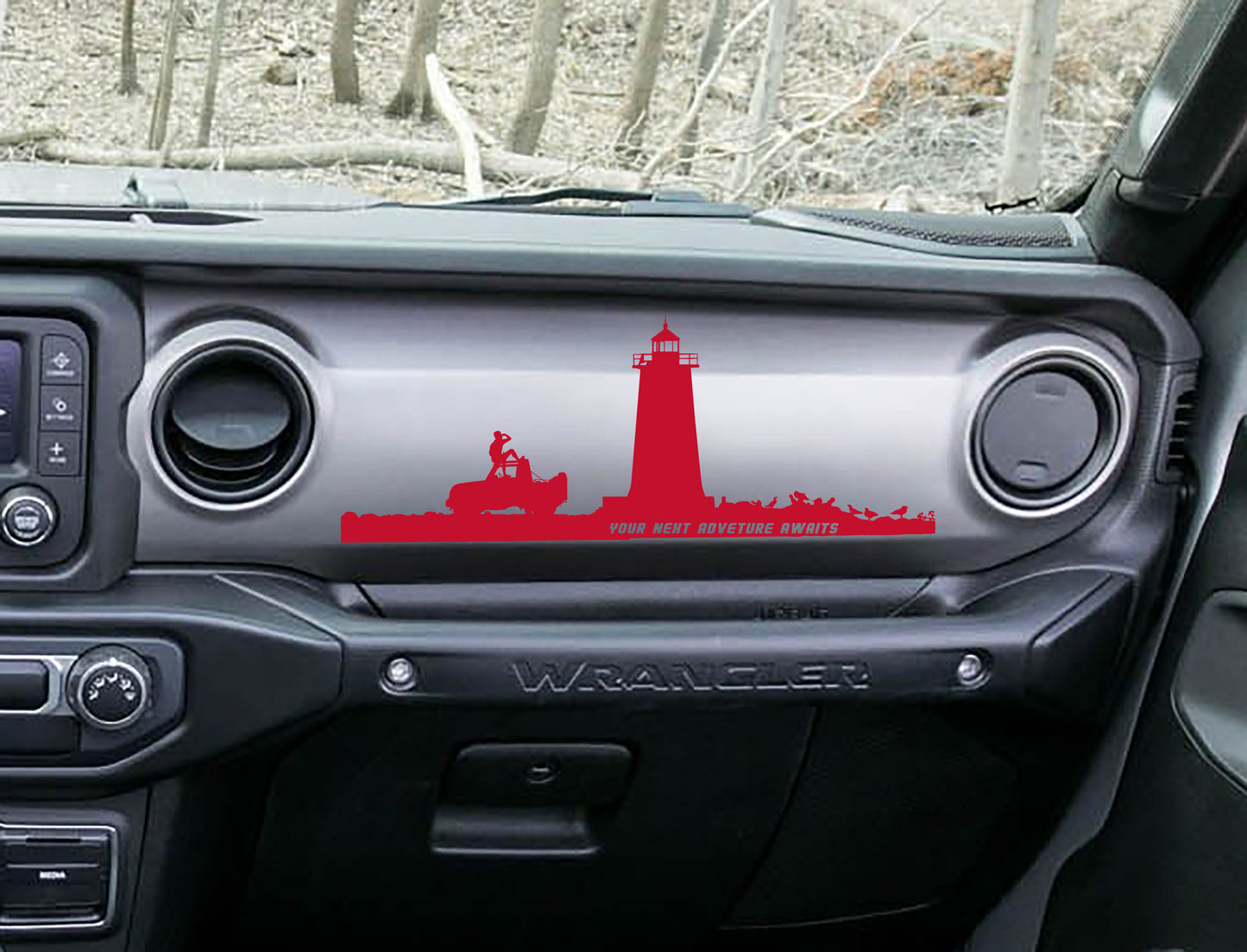 Lighthouse Your Next Adventure Awaits Scene Dashboard Vinyl Decal - Fits 2018+ Jeep Wrangler JL/Jeep Gladiator JT