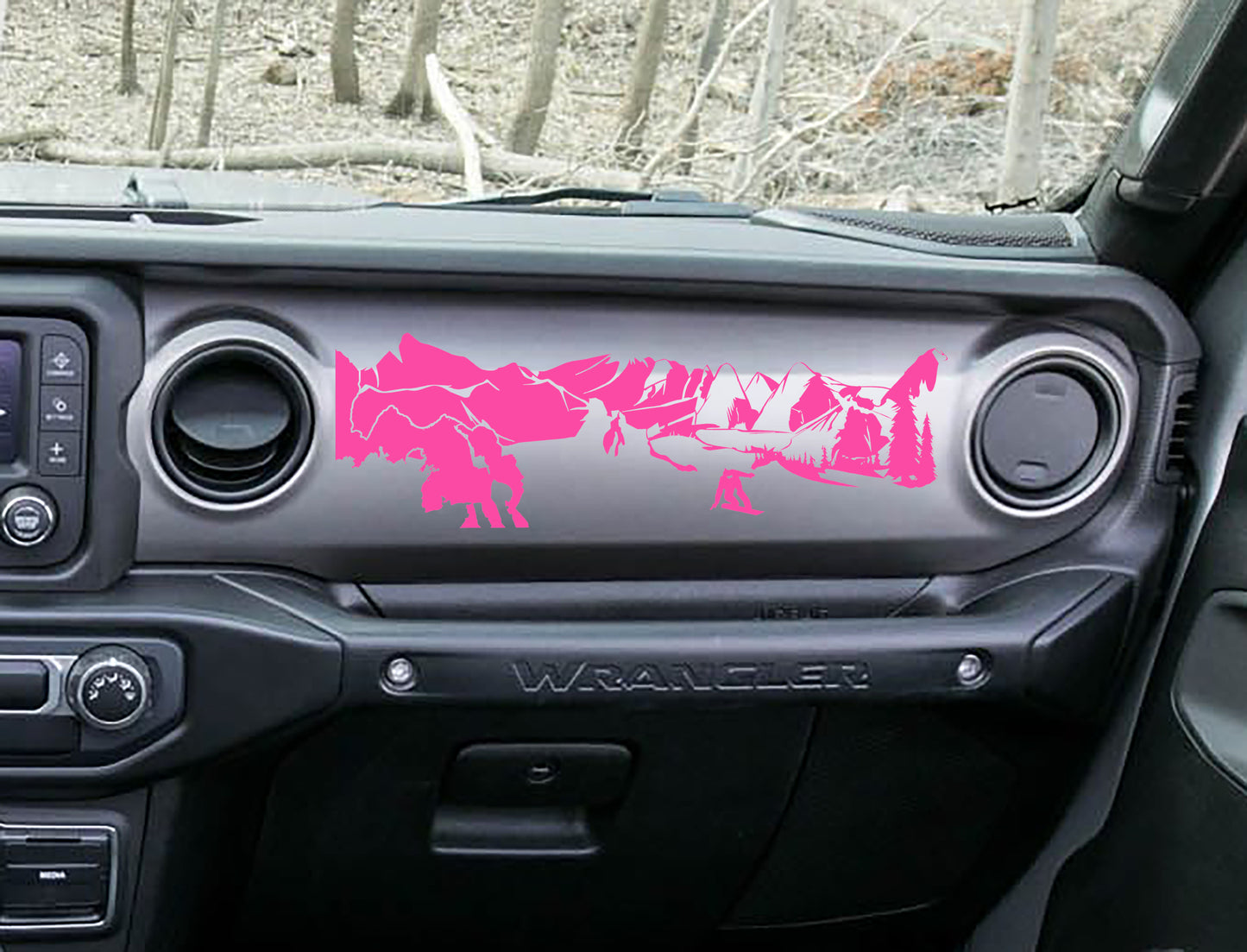 Snowboarder Mountain Scene Scene Dashboard Vinyl Decal - Fits 2018+ Jeep Wrangler JL/Jeep Gladiator JT